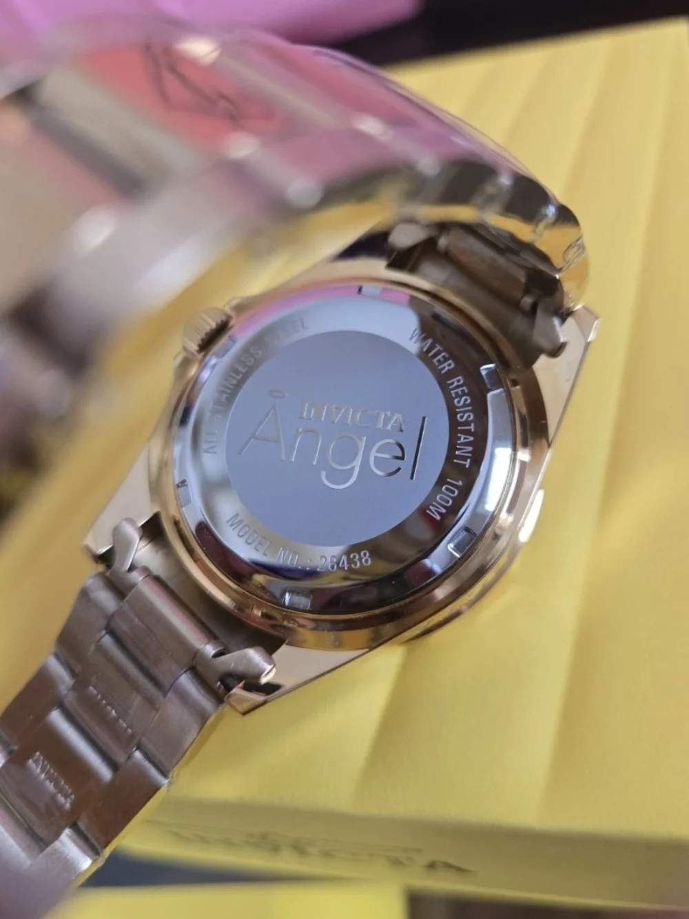 28438 Invicta Angel AustrianCrystal Bezel Watch Mother of Pearl Dial Womens 38mm